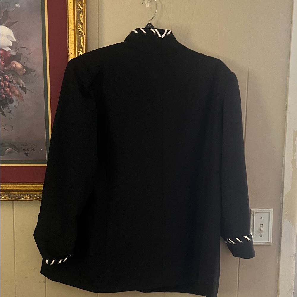 Women's Black Blazer with White Detailing - Picture 2 of 6